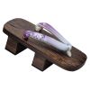 Women's Japanese Traditional Clogs Sandals Purple Florals Two-tooth High Heels Kimono Geta Sandals