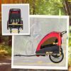 2-Seat Bicycle Bike Trailer for Toddlers, Kids, 3 In 1 Foldable Canopy Carrier, Child Jogger Stroller with Shock Absorber System, Red/Gray