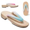 Womens Japanese Traditional Clogs Shoe Slipper Non-slip Kimono Geta Sandals - Pink Blue