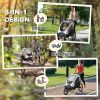 Child Bike Trailer 3 In1 Foldable Baby Trailer Transport Carrier with Shock Absorber System Rubber Tires Adjustable Handlebar