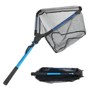 1Pc Foldable Fishing Net With Aluminum Alloy Rod EVA Handle Durable 5MM Hexagonal Nano Coating Nylon Mesh Collapsible Landing Net Safe Fish Catch (Option: Black)