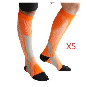 Compression Socks For Men&Women Best Graduated Athletic Fit For Running Flight Travel Boost Stamina Circulation&Recovery Socks (Option: Orange 5PC-XXL)