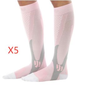 Compression Socks For Men&Women Best Graduated Athletic Fit For Running Flight Travel Boost Stamina Circulation&Recovery Socks (Option: Pink 5PC-XXL)