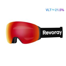 Passion M3 Ski Goggles with Spherical Panoramic Lens And Magnetics Lens Changing (Color: Black Strap + Red Lens)