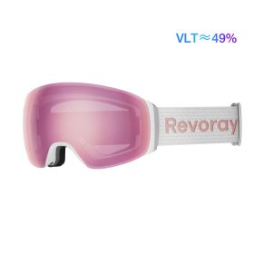 Passion M3 Ski Goggles with Spherical Panoramic Lens And Magnetics Lens Changing (Color: White Strap + Light Pink Lens)