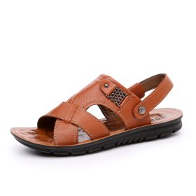 Summer new men's sandals trend casual fashion men's sandals beach shoes large size sandals one shoe two wear (Color: Yellow, size: 41)
