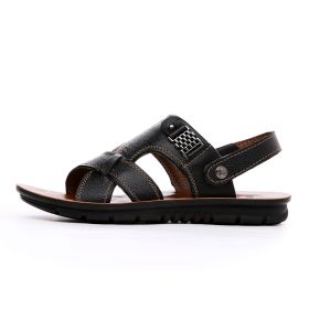 Summer new men's sandals trend casual fashion men's sandals beach shoes large size sandals one shoe two wear (Color: Black, size: 44)