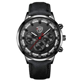Fashion Mens Watches Luxury Men Sports Gold Stainless Steel Quartz Wrist Watch Man Business Casual Leather Watch Ñ‡Ð°ÑÑ‹ Ð¼ÑƒÐ¶ÑÐºÐ¸Ðµ (Color: Leather Black Black)