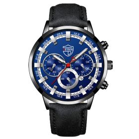 Fashion Mens Watches Luxury Men Sports Gold Stainless Steel Quartz Wrist Watch Man Business Casual Leather Watch Ñ‡Ð°ÑÑ‹ Ð¼ÑƒÐ¶ÑÐºÐ¸Ðµ (Color: Leather Black Silver)