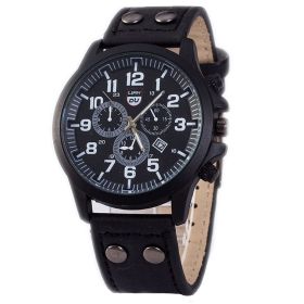 Men's Quartz Watch Fashion Simple Business Belt Quartz Watch (Color: Black)