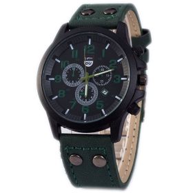 Men's Quartz Watch Fashion Simple Business Belt Quartz Watch (Color: Green)