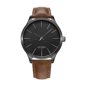 Quartz Watch Men's Simple Casual (Color: Black shell black plate brow)