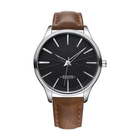 Quartz Watch Men's Simple Casual (Color: Silver shell black plate brown)
