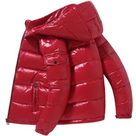 2022 Winter Men Puffer Jackets Bubble Padded Clothes Shiny Detachable Hat Warm Black Waterproof No Wash Jackets Man Down Coats (Color: B, size: M)