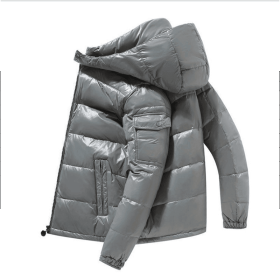 2022 Winter Men Puffer Jackets Bubble Padded Clothes Shiny Detachable Hat Warm Black Waterproof No Wash Jackets Man Down Coats (Color: C, size: XXL)