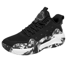 Men's Shoes Basketball Breathable Cushioning Non-Slip Sports Shoes Gym Training Athletic Basketball Sneakers Women (Color: black and white, size: 42)