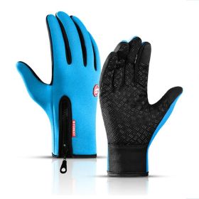 Hot Winter Gloves For Men Women Touchscreen Warm Outdoor Cycling Driving Motorcycle Cold Gloves Windproof Non-Slip Womens Gloves (Gloves Size: L, Color: Blue)
