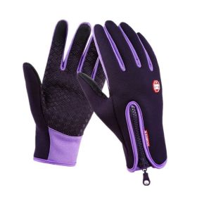 Hot Winter Gloves For Men Women Touchscreen Warm Outdoor Cycling Driving Motorcycle Cold Gloves Windproof Non-Slip Womens Gloves (Gloves Size: L, Color: Purple)
