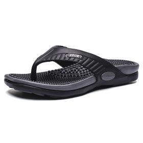 Men's flip-flops; breathable beach shoes; massage soles; men's sandals (colour: khaki, size: 45)
