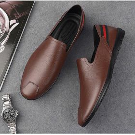 Mens Soft Driving Shoes Genuine Pu Leather Shoes For Men Sneakers Male Adult Handmade Slip On Flat Boat Shoes Man Footwear (Color: Blue, size: 40)