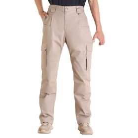 VEVOR FR Pants for Men, 9 oz 100% Cotton, Flame-Resistant Cargo Pants with Multi-Pockets and Elastic Waist, Reinforced Tear-proof Stitching (Clothing Size: Size L, Color: Khaki)