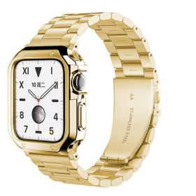 Stainless Steel For Apple Watch iWatch Band 8 7 6 5 4 3 2 SE 38/41/40/42/44/45mm (Band Color: Gold, Band Width: 45mm)