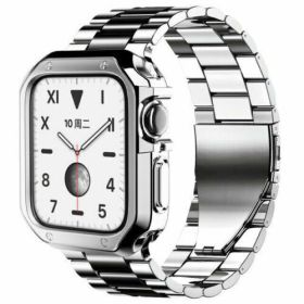 Stainless Steel For Apple Watch iWatch Band 8 7 6 5 4 3 2 SE 38/41/40/42/44/45mm (Band Color: Silver/Black, Band Width: 42mm / 44mm)