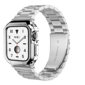 Stainless Steel For Apple Watch iWatch Band 8 7 6 5 4 3 2 SE 38/41/40/42/44/45mm (Band Color: Silver, Band Width: 45mm)
