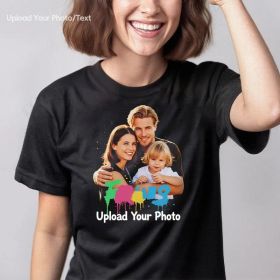 Personalized Photo T-Shirt Custom Design 230g Cotton Short Sleeve Photo Upload Wedding Men & Women All Sizes - (Must upload the image) (size: 4XL)